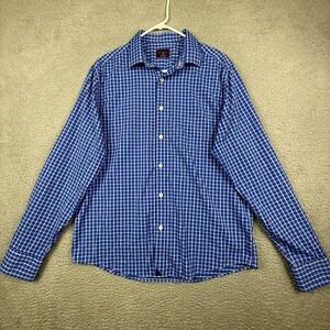 UNTUCKit Kiepersol Slim Fit Plaid Button Down Shirt Men's Large Blue‎ White